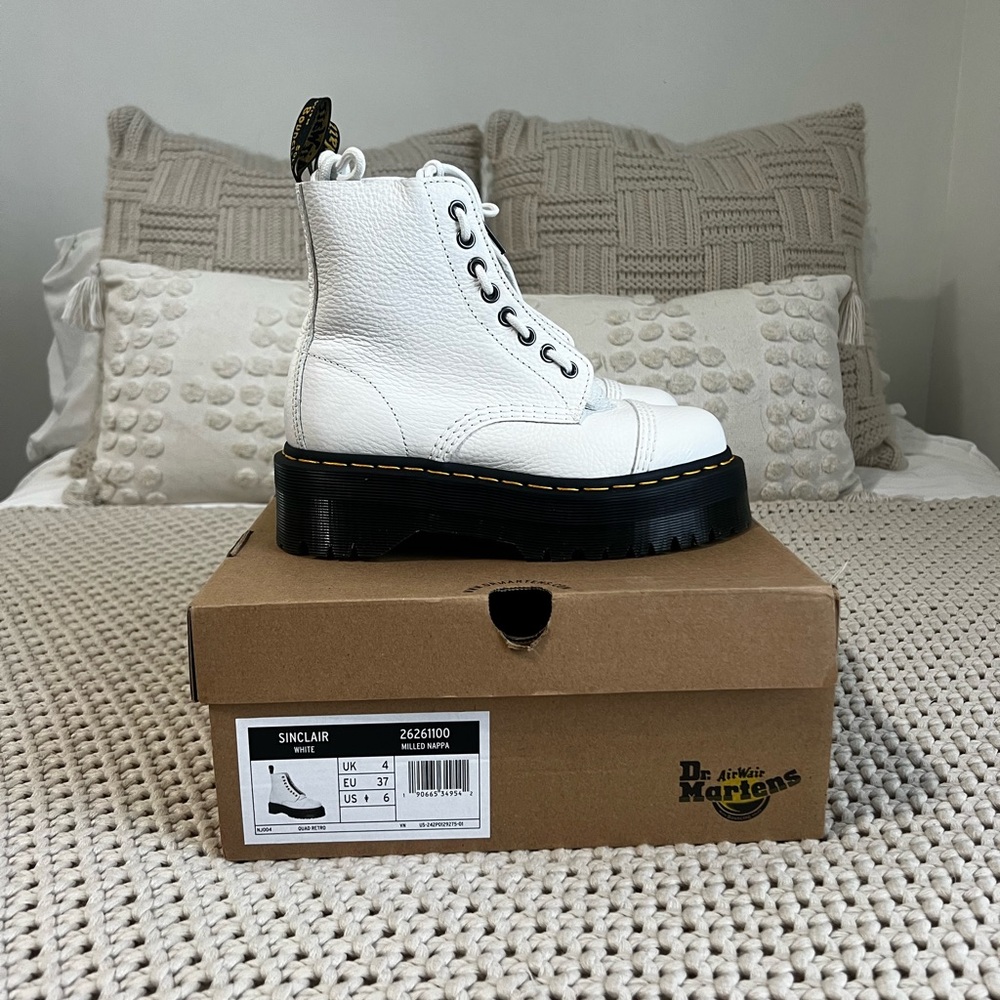 Dr. Martens White Combat Boots with Chunky Platform - Picture 4 of 6